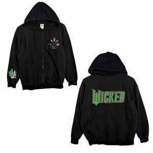 Wicked Hoodie Sweatshirt Full Zip Black Movie Merch Broadway Musical Adult Large